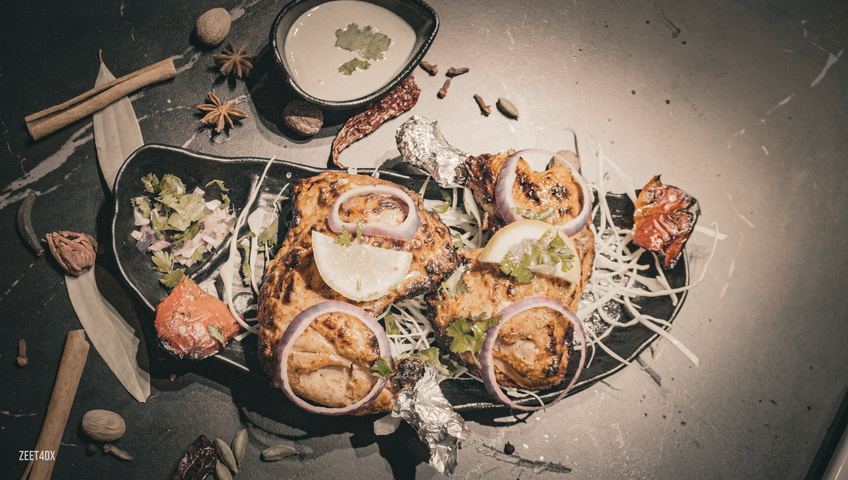 Plated dish shot from above